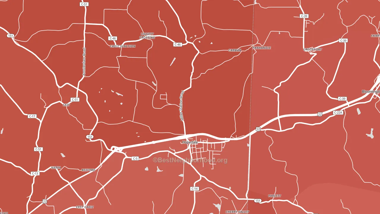 43976, OH block-group political-lean map