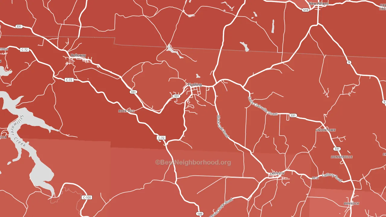 43977, OH block-group political-lean map