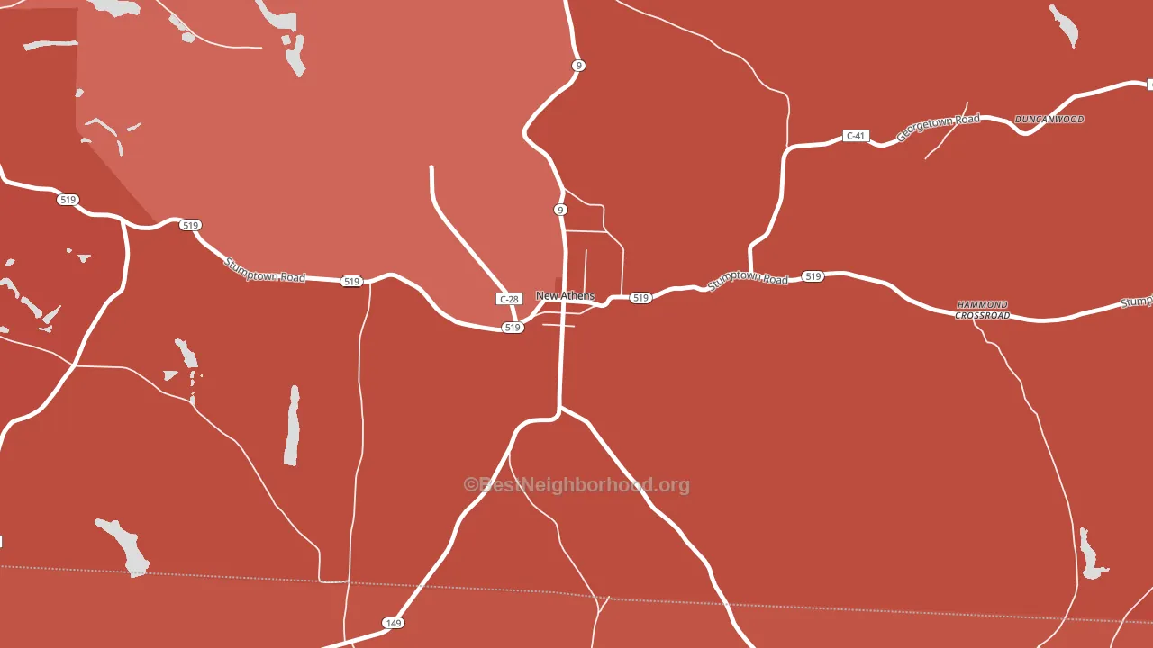 43981, OH block-group political-lean map
