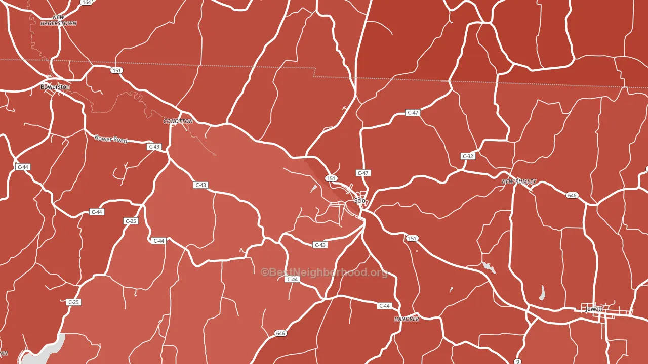 43988, OH block-group political-lean map