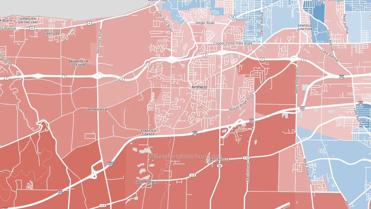 44001, OH block-group political-lean map