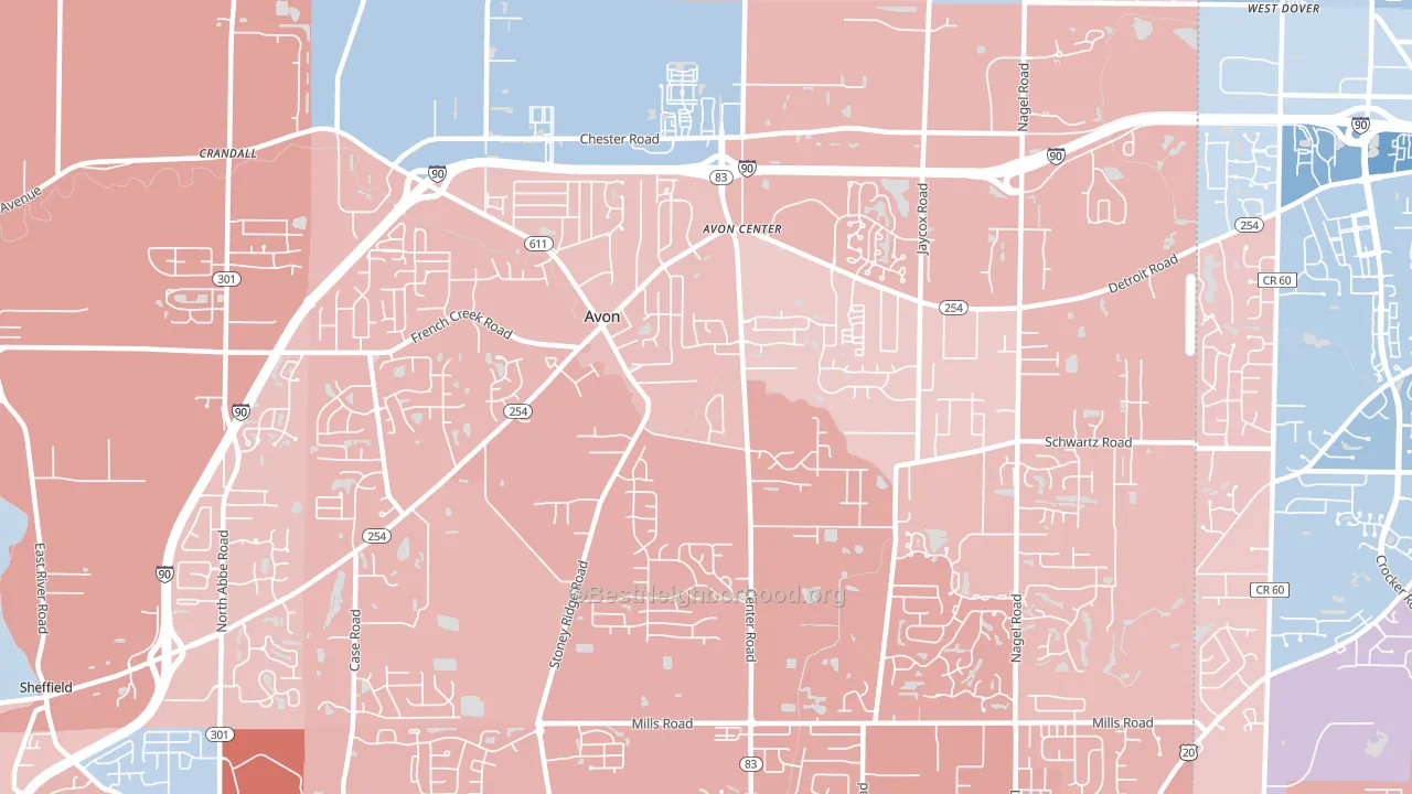 44011, OH block-group political-lean map