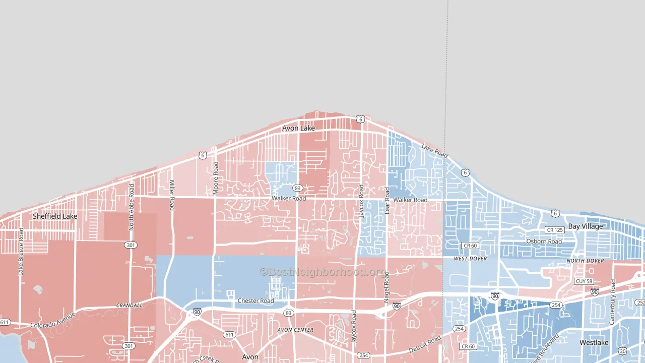 44012, OH block-group political-lean map