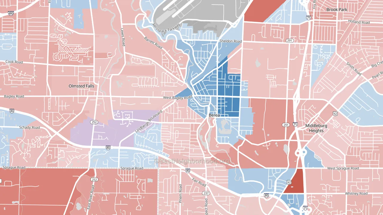 44017, OH block-group political-lean map