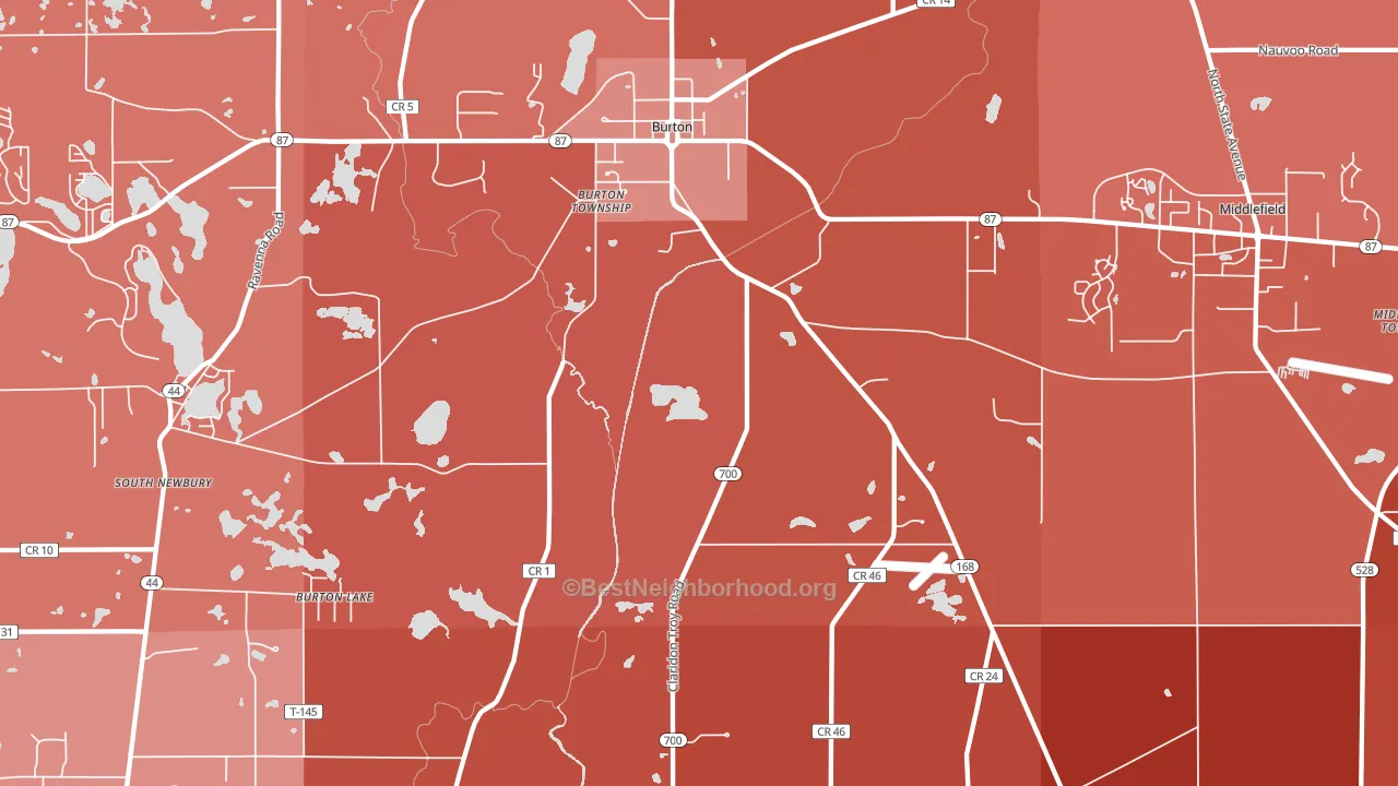 44021, OH block-group political-lean map