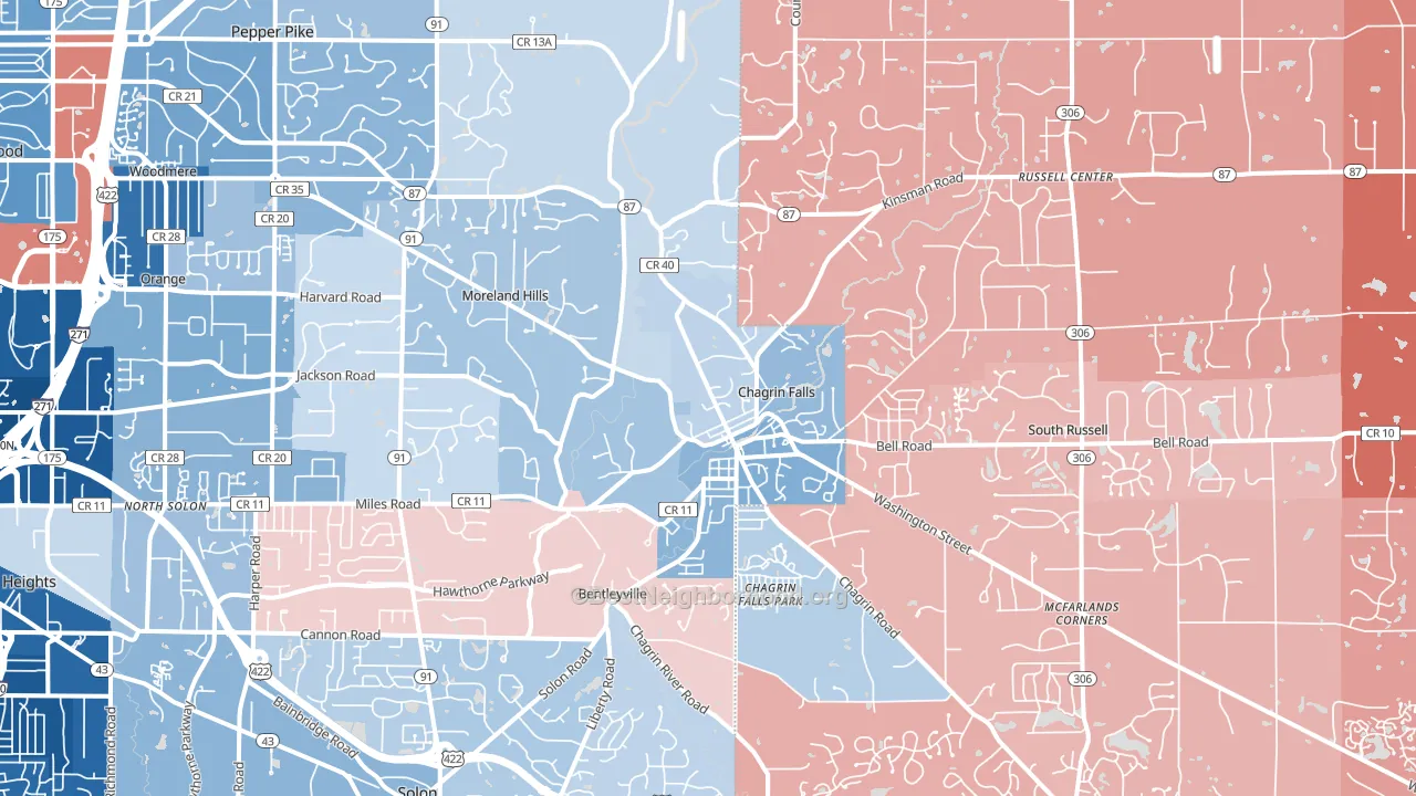 44022, OH block-group political-lean map