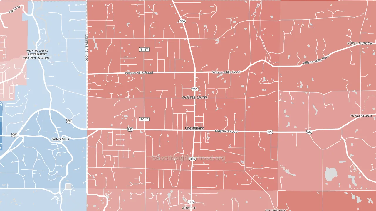 44026, OH block-group political-lean map