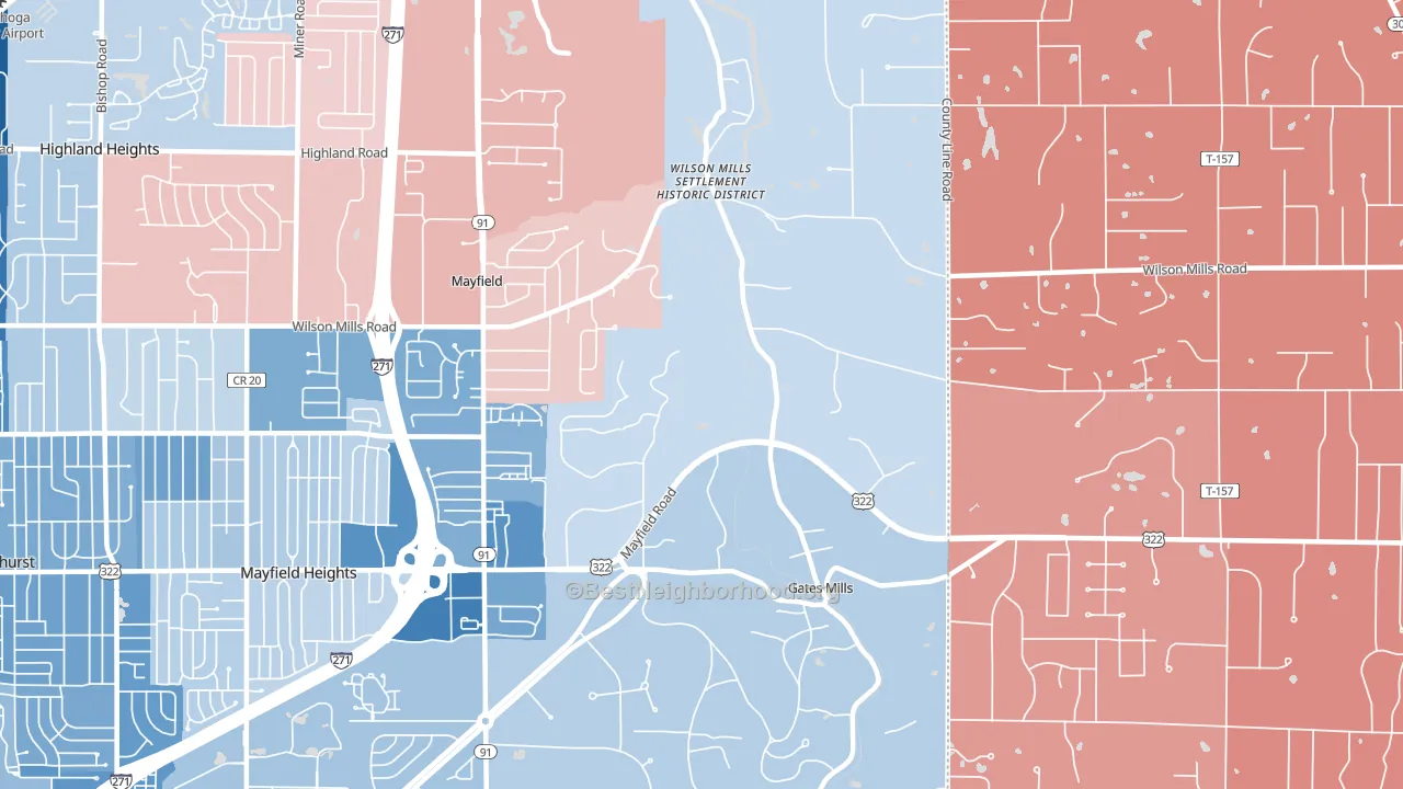 44040, OH block-group political-lean map