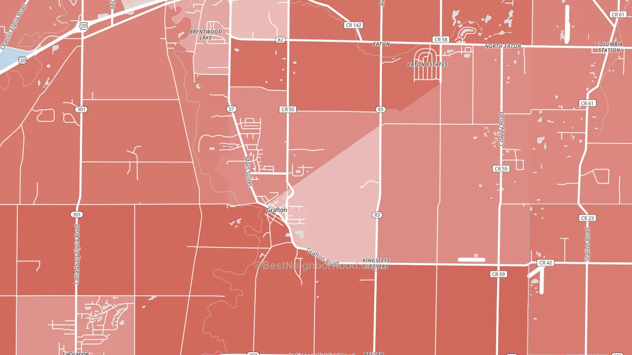 44044, OH block-group political-lean map
