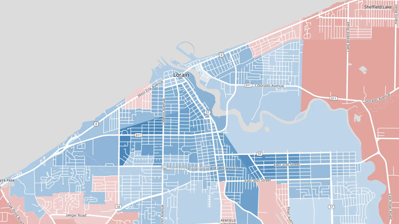 44052, OH block-group political-lean map