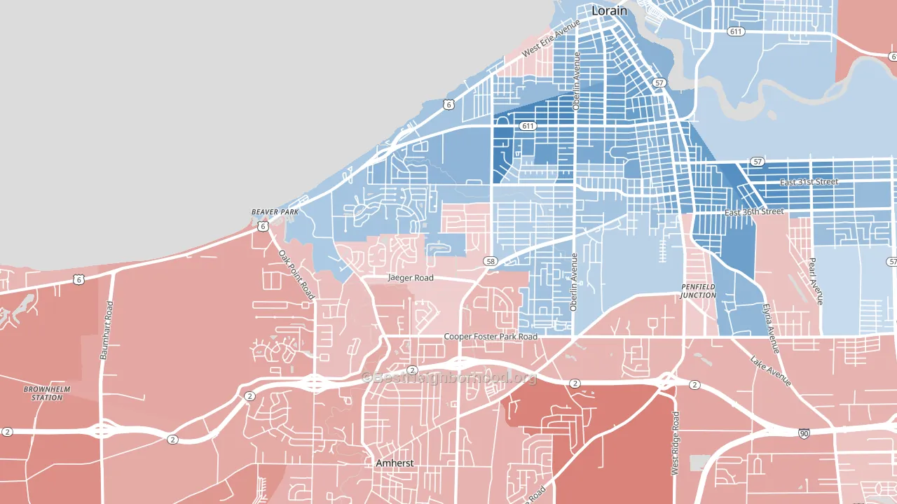 44053, OH block-group political-lean map