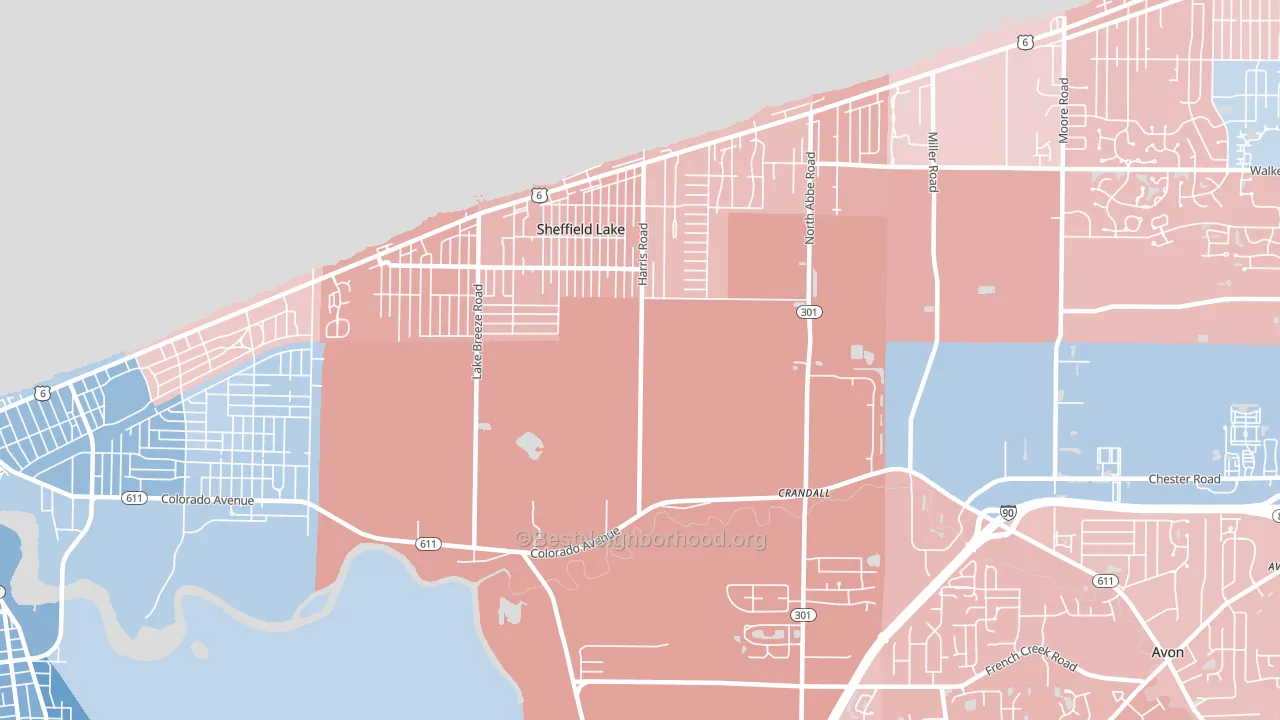 44054, OH block-group political-lean map