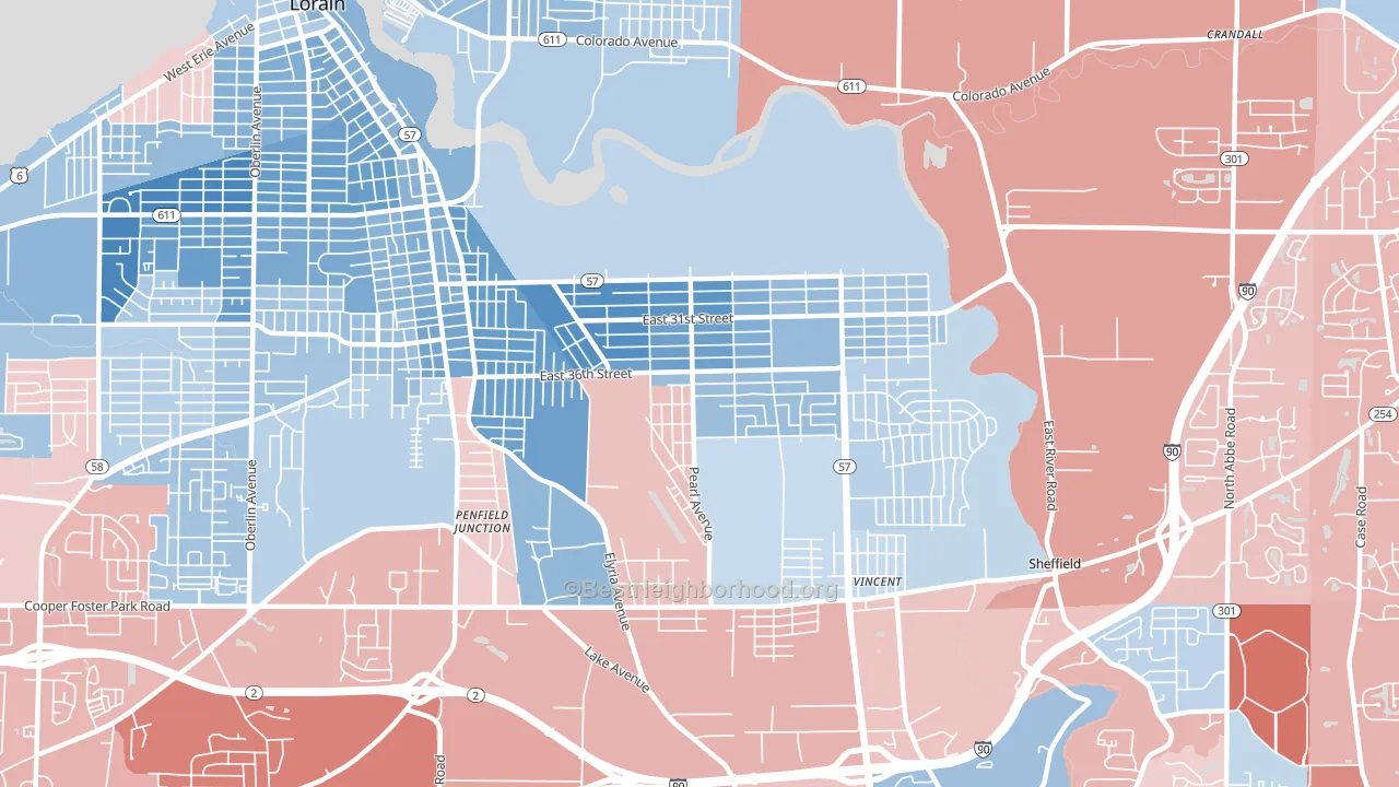 44055, OH block-group political-lean map