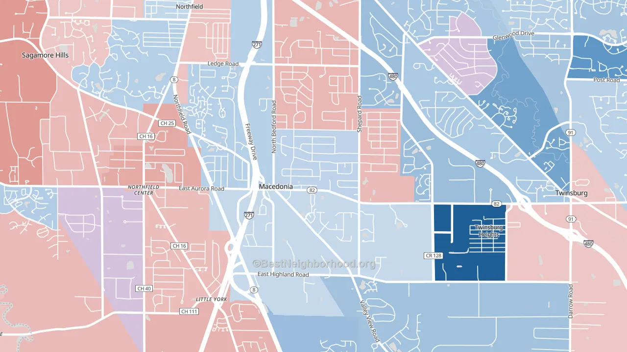 44056, OH block-group political-lean map