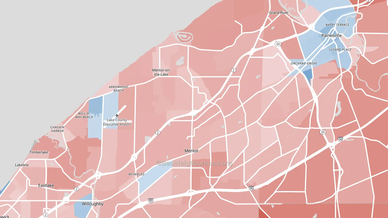 44060, OH block-group political-lean map