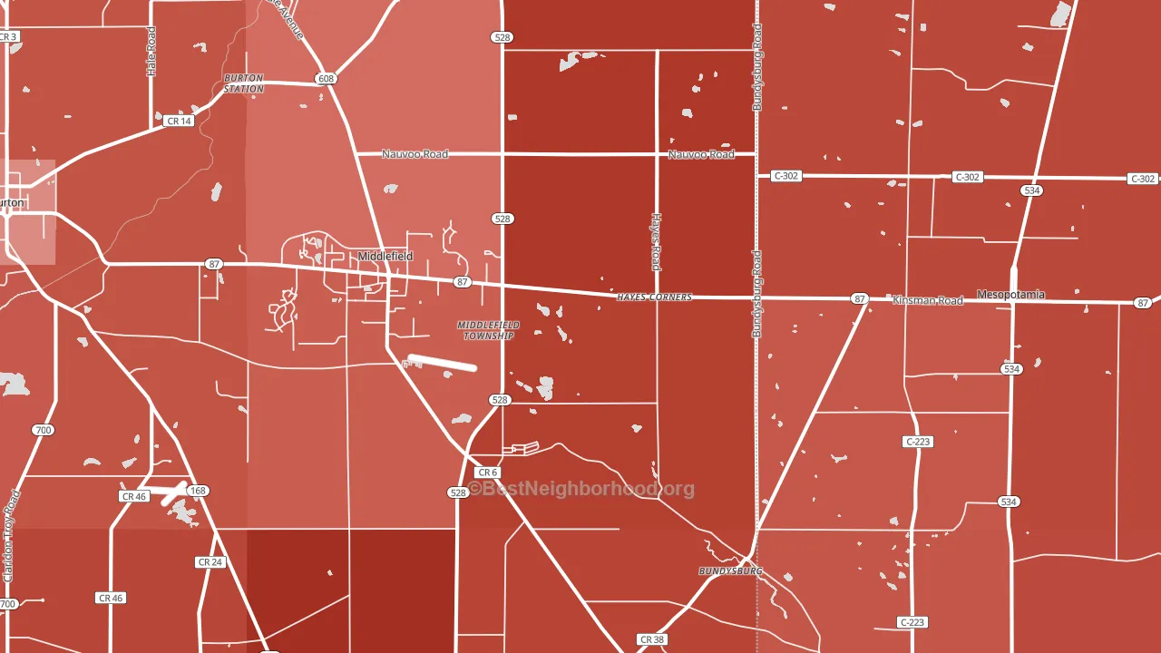 44062, OH block-group political-lean map