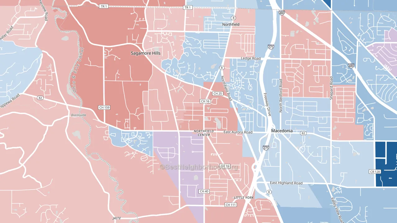 44067, OH block-group political-lean map