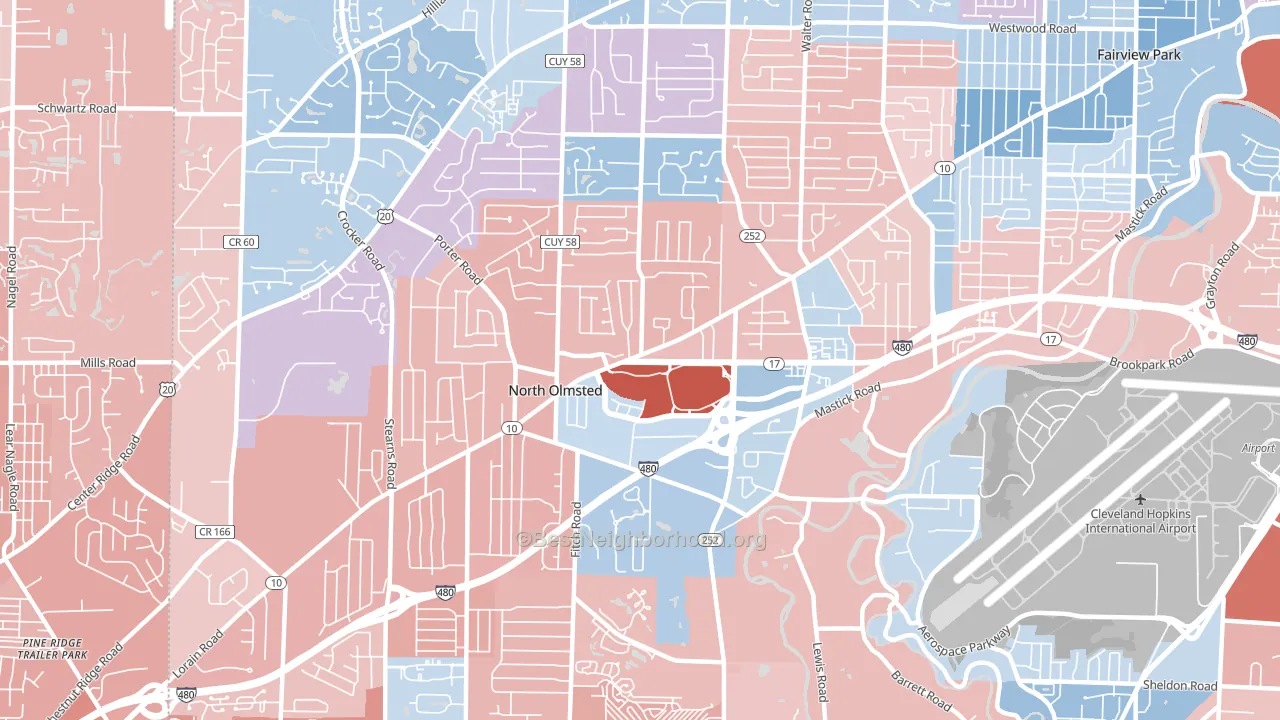 44070, OH block-group political-lean map