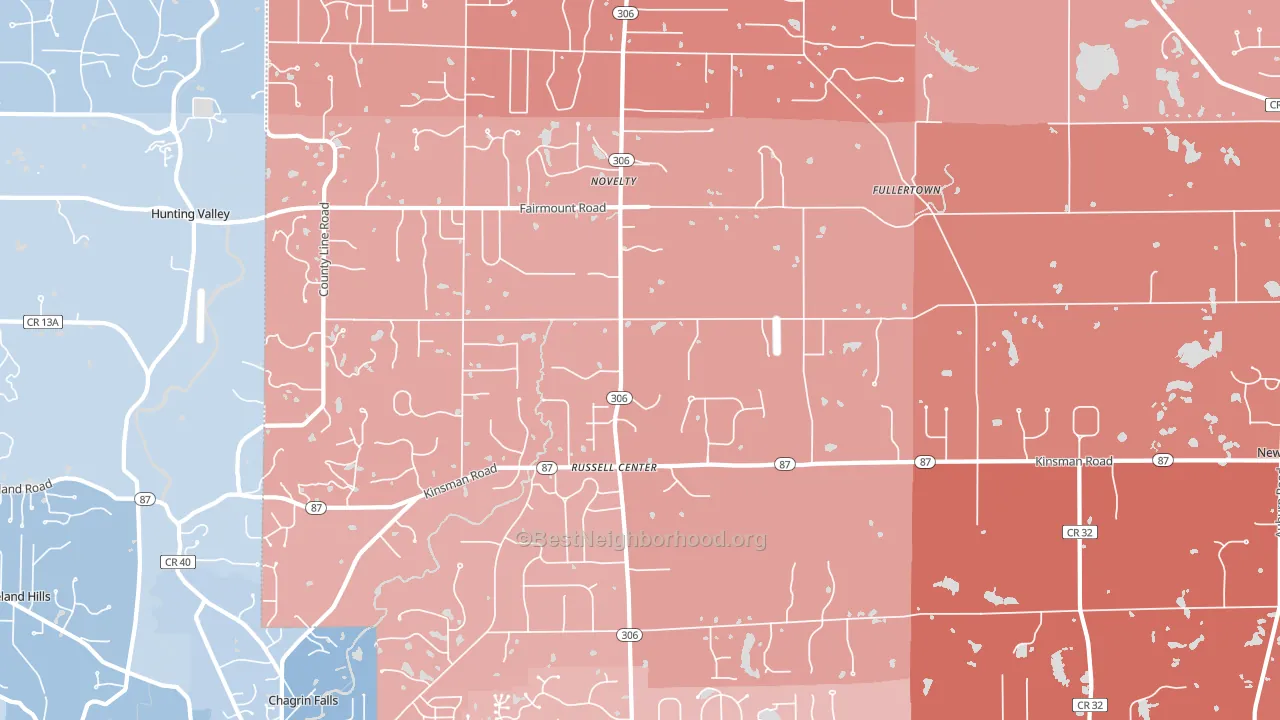 44072, OH block-group political-lean map