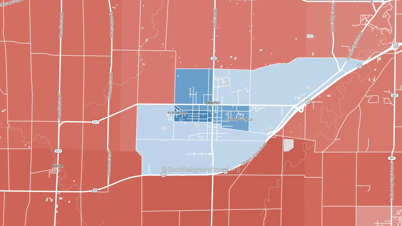 44074, OH block-group political-lean map