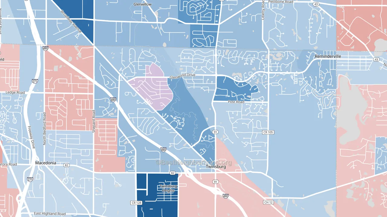 44087, OH block-group political-lean map