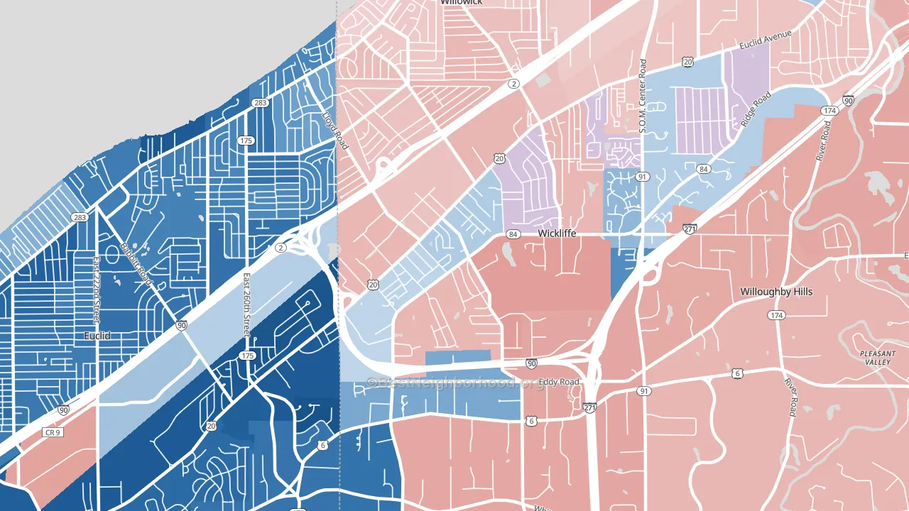 44092, OH block-group political-lean map