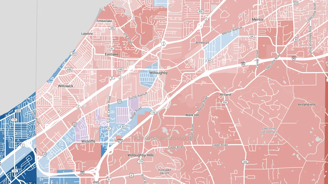 44094, OH block-group political-lean map