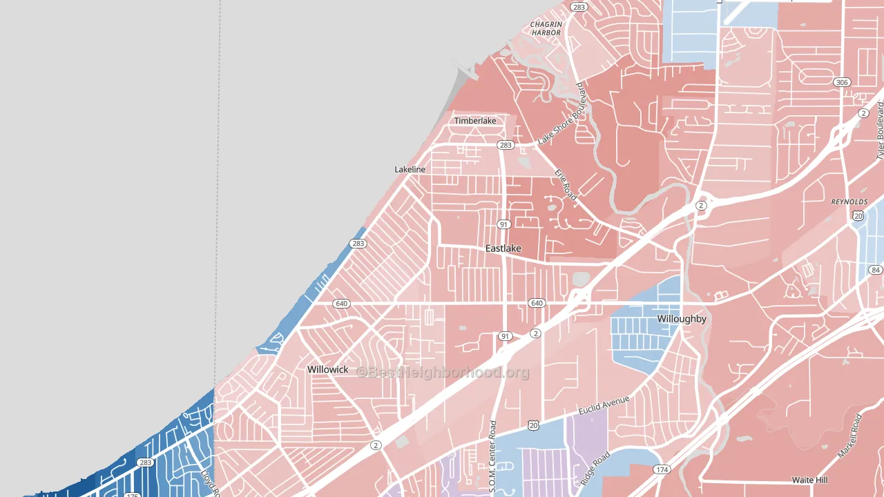 44095, OH block-group political-lean map