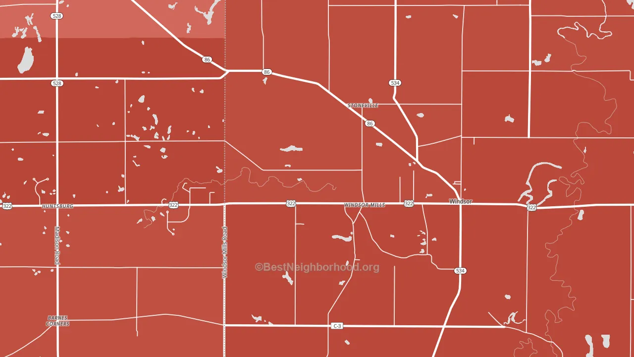 44099, OH block-group political-lean map