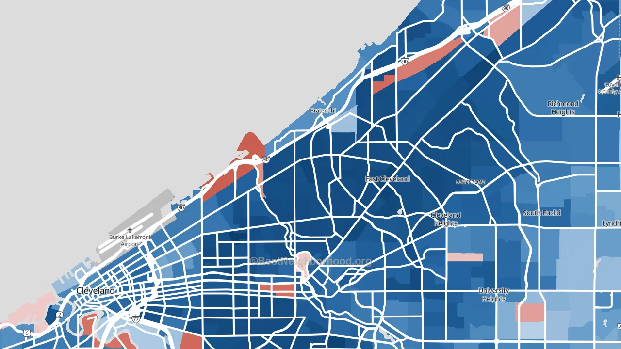 44108, OH block-group political-lean map