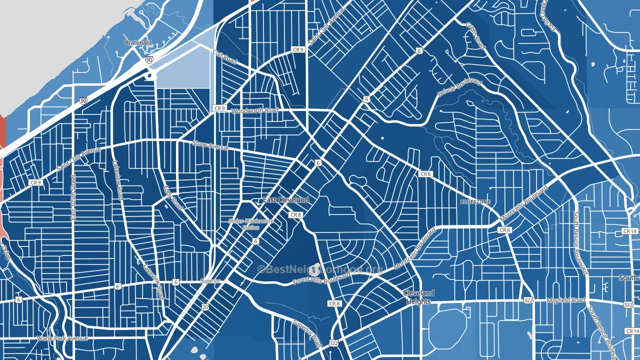 44112, OH block-group political-lean map