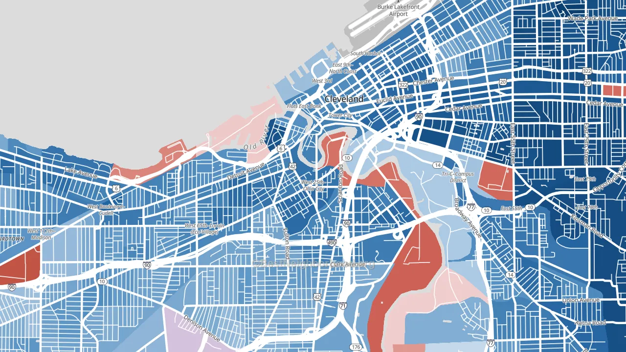 44113, OH block-group political-lean map