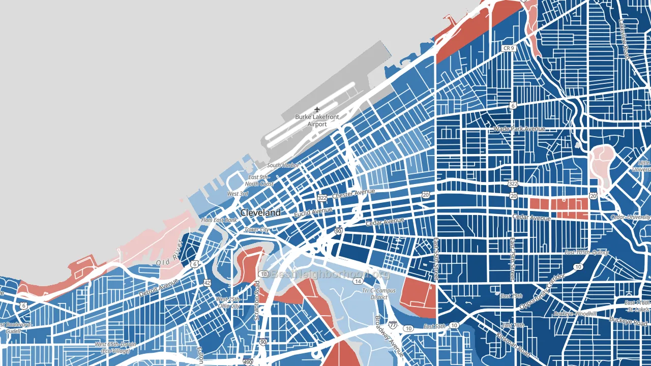 44114, OH block-group political-lean map