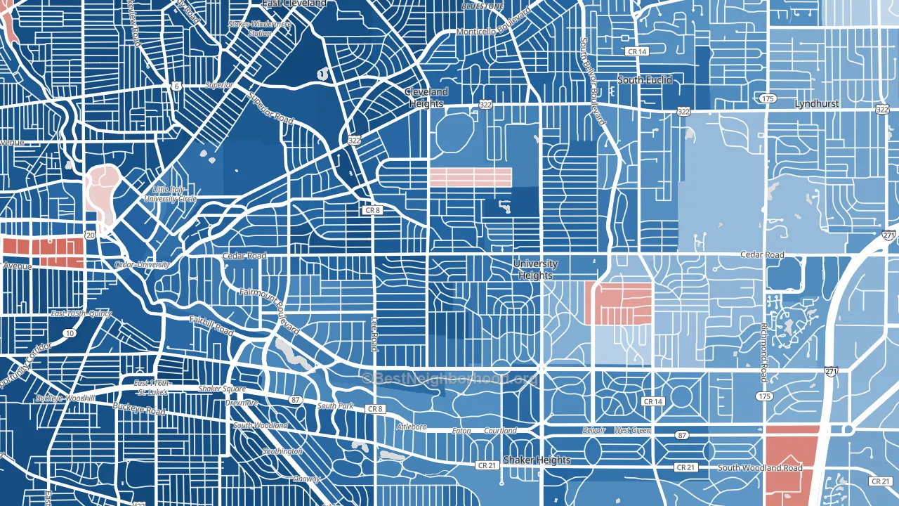 44118, OH block-group political-lean map