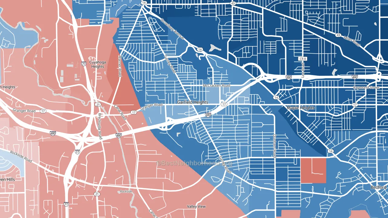 44125, OH block-group political-lean map
