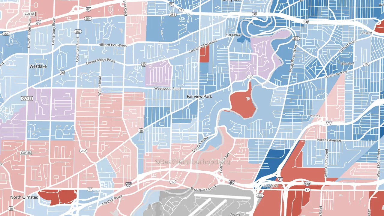44126, OH block-group political-lean map