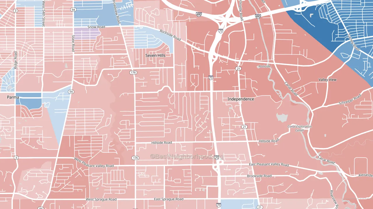 44131, OH block-group political-lean map
