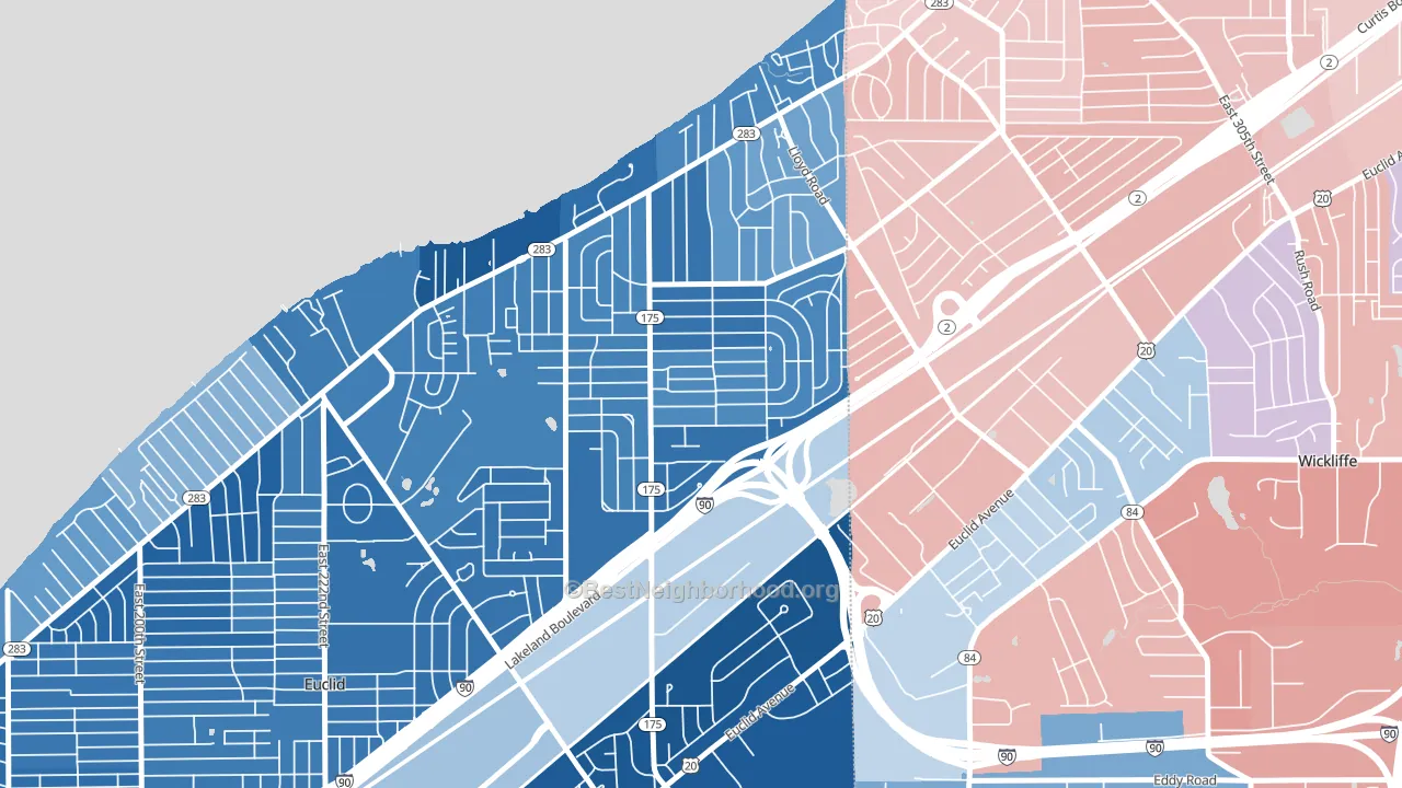 44132, OH block-group political-lean map