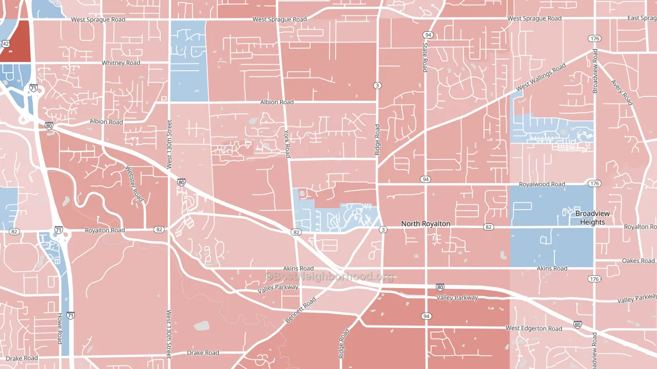 44133, OH block-group political-lean map