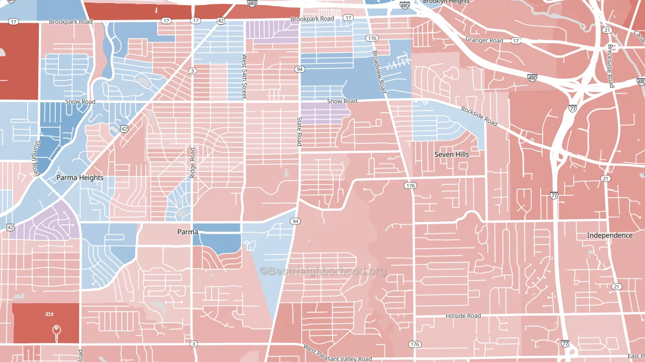 44134, OH block-group political-lean map