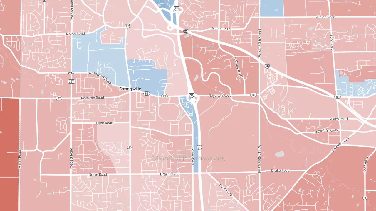 44136, OH block-group political-lean map