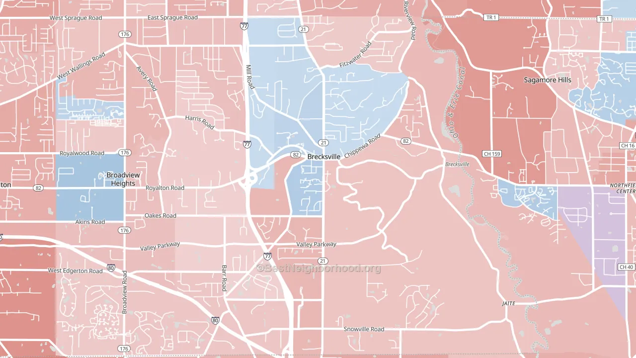 44141, OH block-group political-lean map