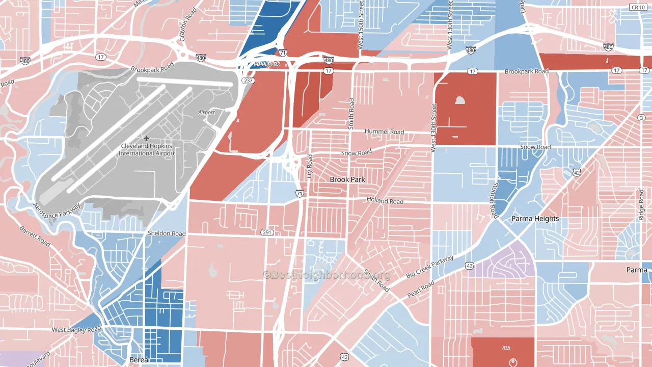 44142, OH block-group political-lean map