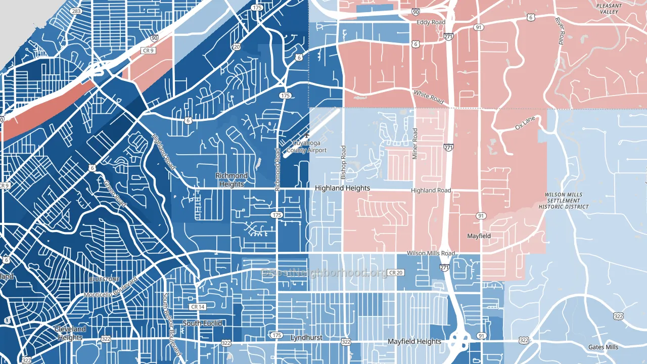 44143, OH block-group political-lean map