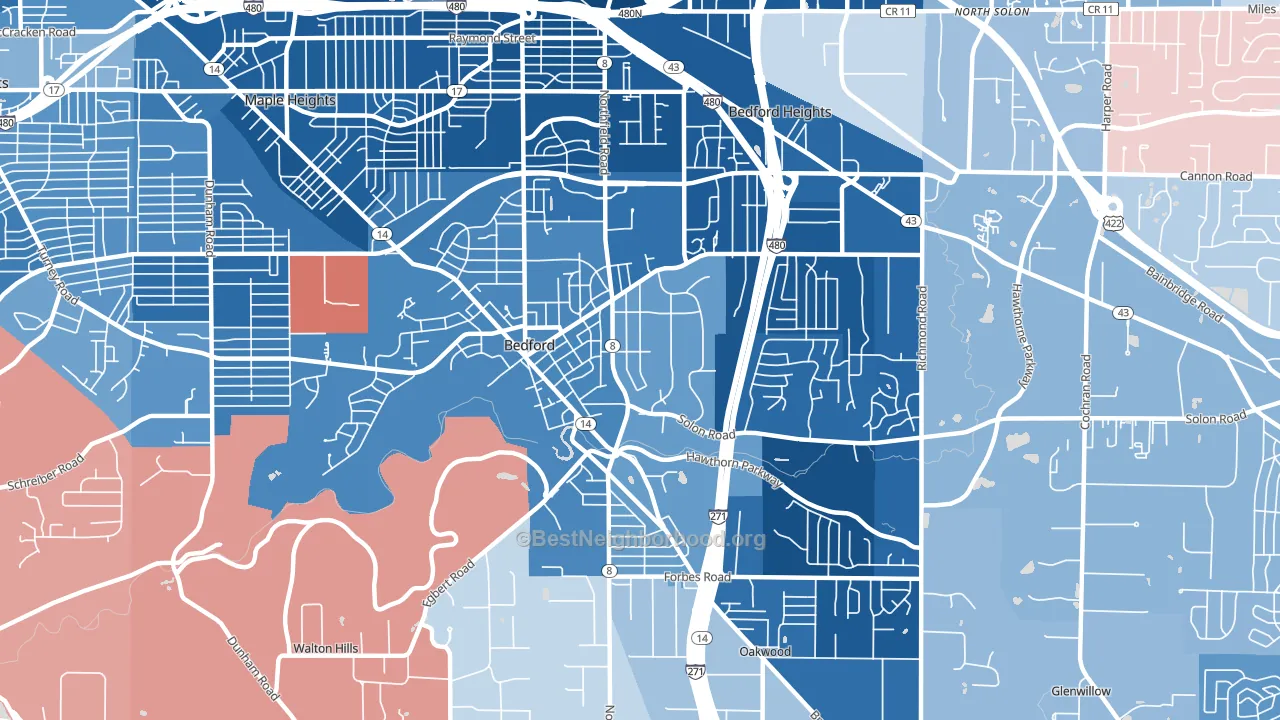 44146, OH block-group political-lean map
