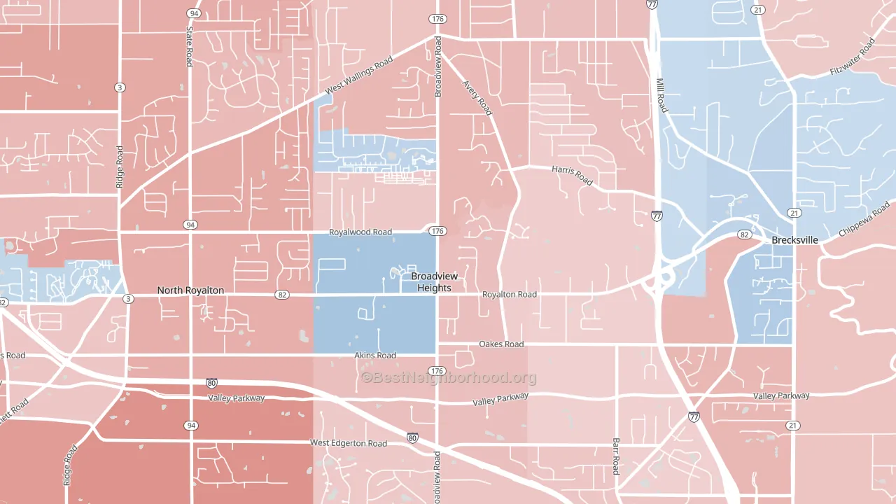 44147, OH block-group political-lean map