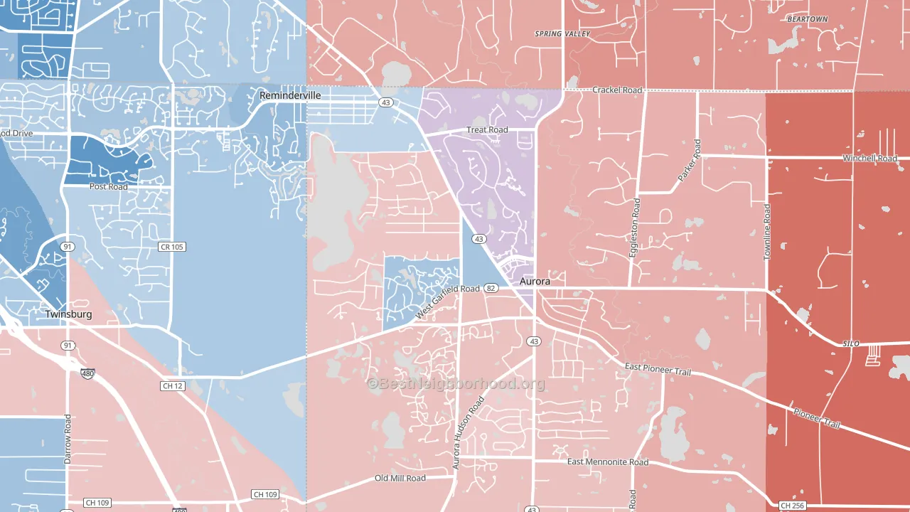 44202, OH block-group political-lean map