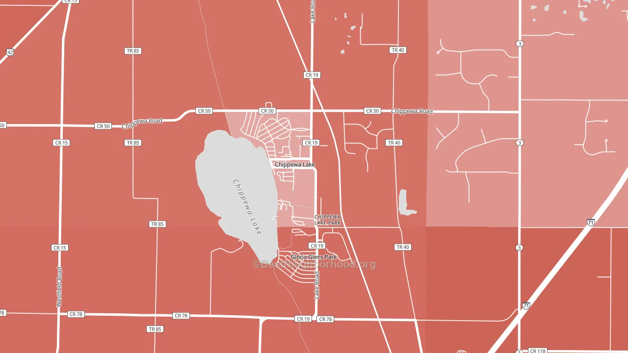 44215, OH block-group political-lean map