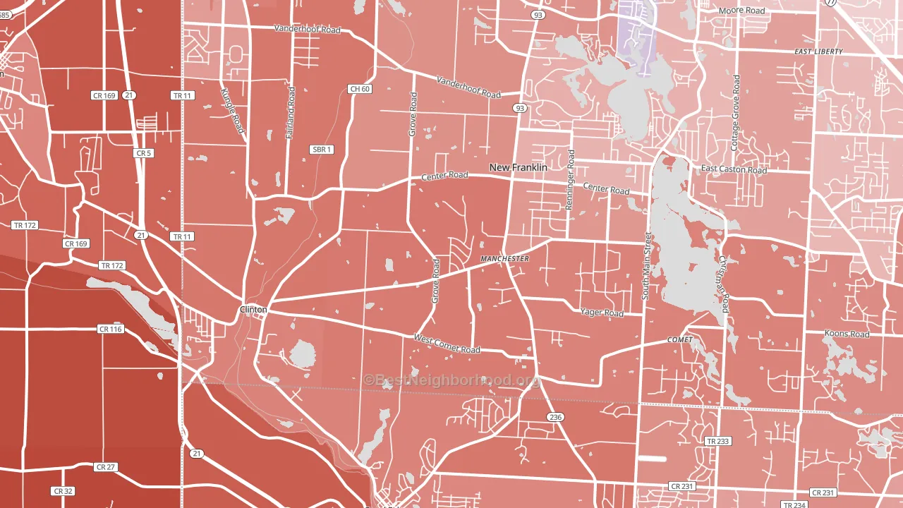 44216, OH block-group political-lean map