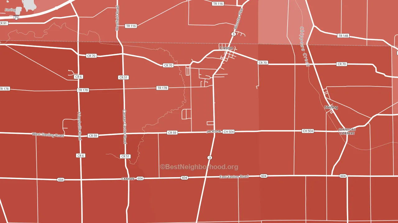 44217, OH block-group political-lean map